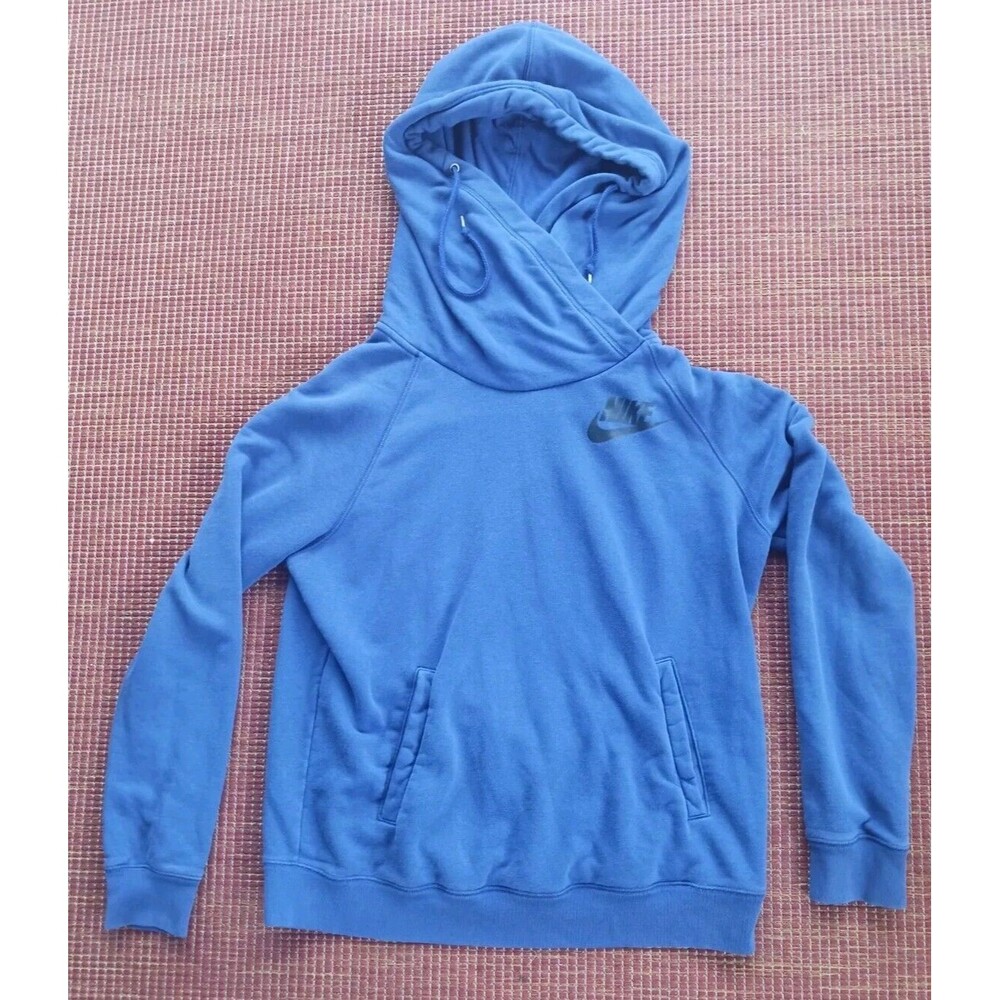 Nike Sportswear Womens Large Men Small Navy Blue Funnel Neck Pullover Hoodie